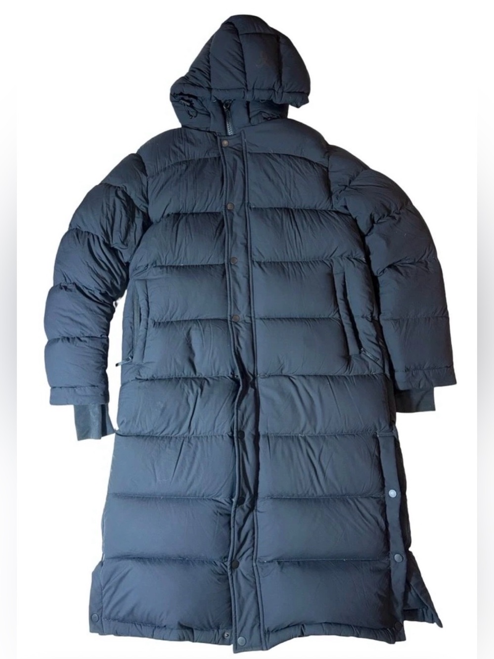 TNA The Super Puff Long Women’s Small Black Down Puffer Hooded Parka Coat